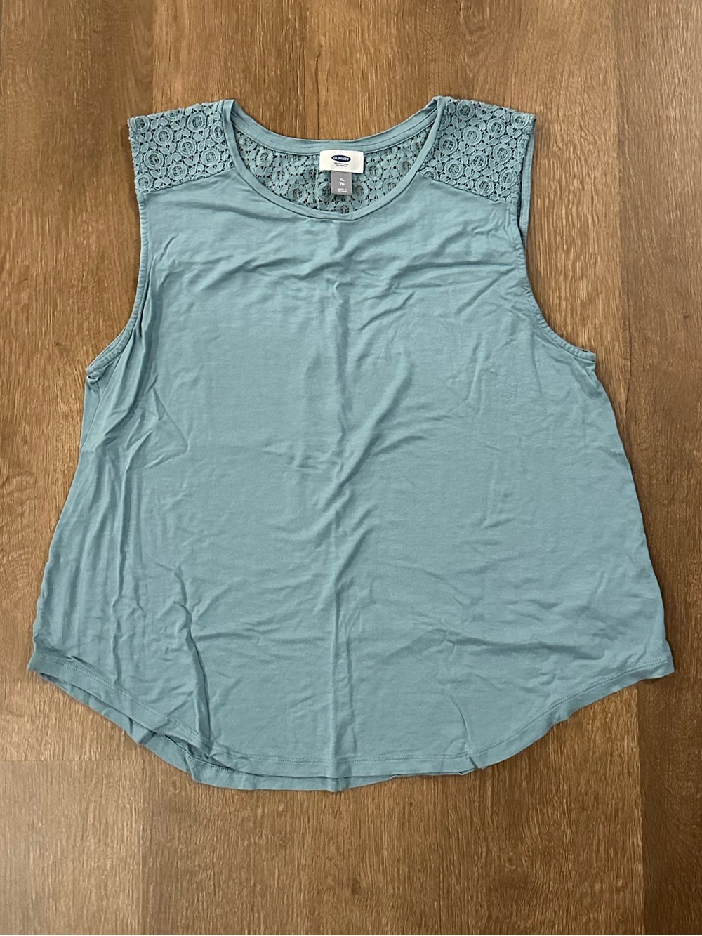 Old Navy lace-yoke blue sleeveless top